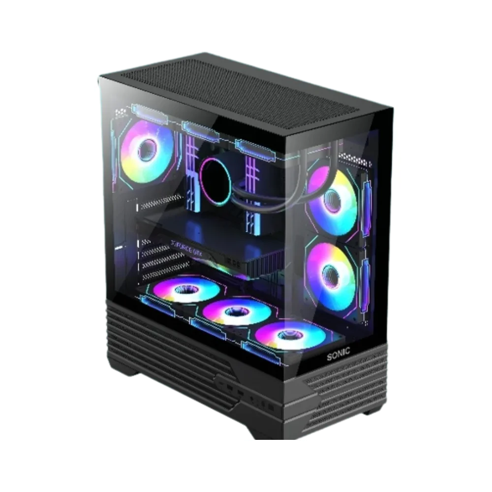 Sonic H7 ATX ARGB Gaming Case (4x ARGB Fans) – Black/White