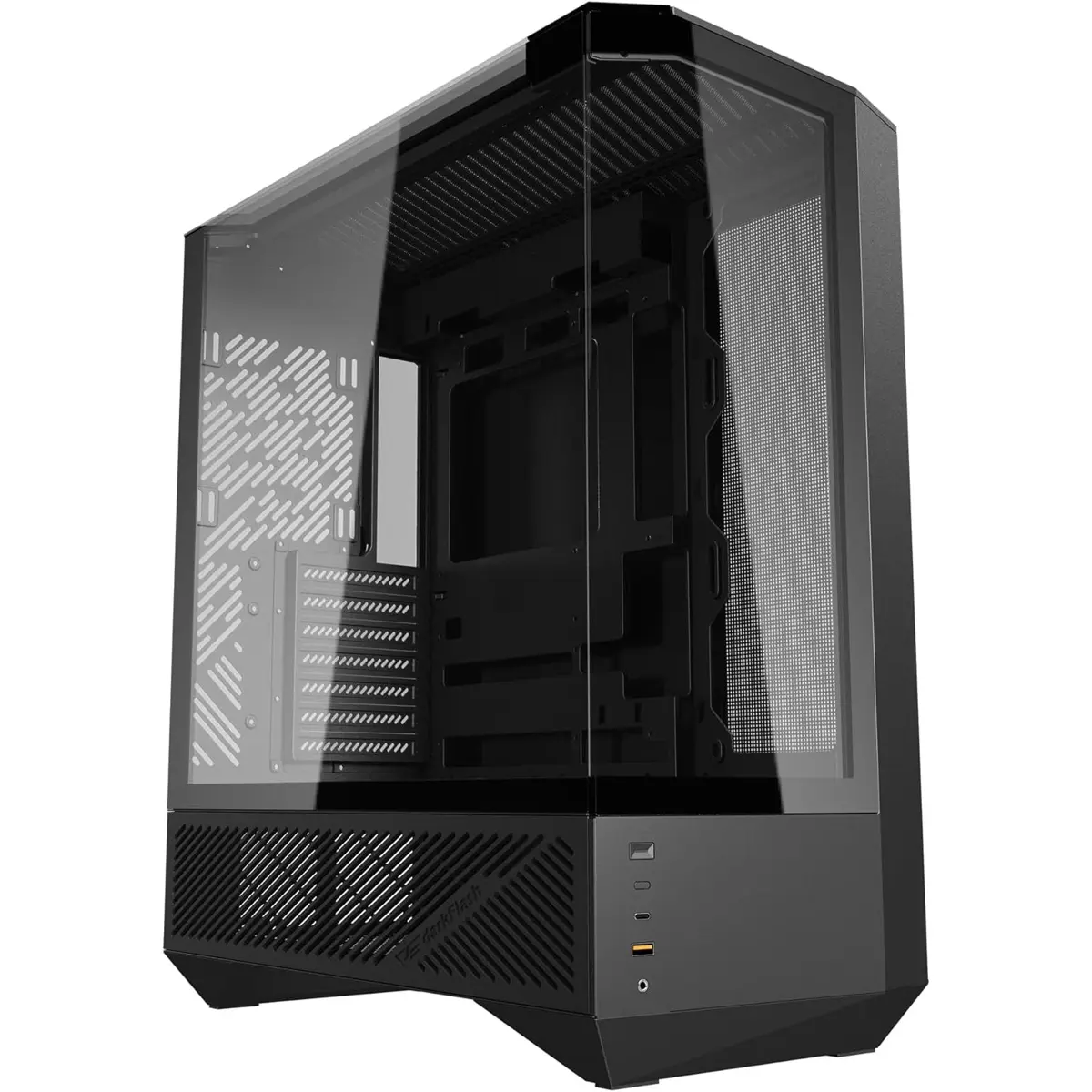 DarkFlash DY460 ATX Gaming Case – Black/White (without Fans)