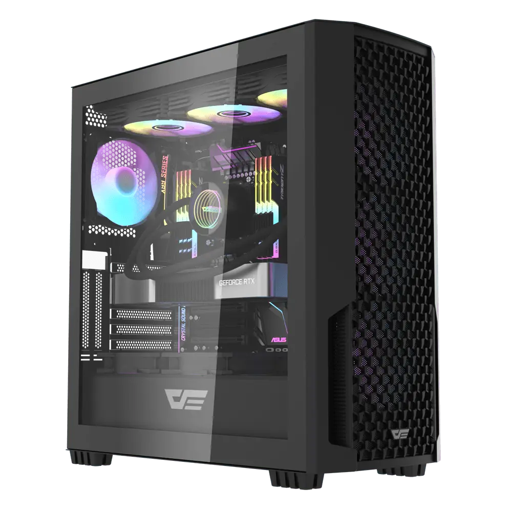 DarkFlash DF2100 ARGB Mid-Tower ATX Gaming Case – Black/White