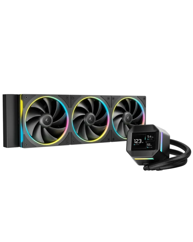 DeepCool LM360 ARGB LCD 360mm AIO Liquid CPU Cooler – Black/White