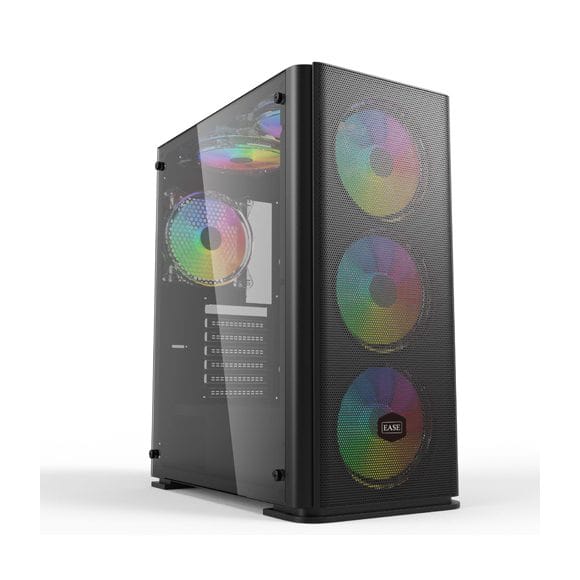 EASE EC144B Tempered Glass ATX Gaming Case (4 140mm RGB Fans)