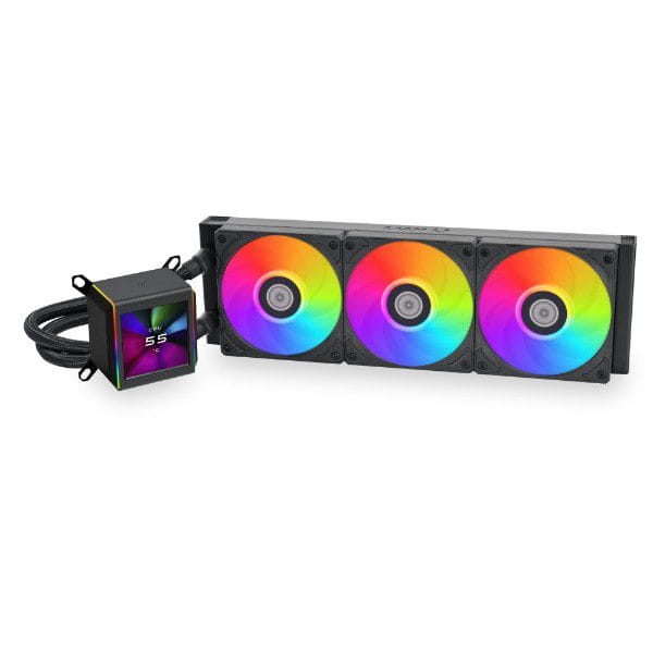 Lian Li Galahad II LCD 360 ARGB 360mm Display AIO CPU Liquid Cooler – Black/White